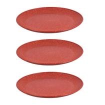 3 UN Prato Lanche Sobremesa Redondo Resistente 20cm Vermelho