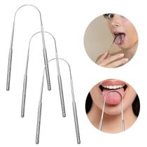 3 Un Raspador Limpador Língua Aço Inoxidável Evita Mau Hálito 3 Un Raspador Limpador Língua Aço Inoxidável Evita Mau Hálito
