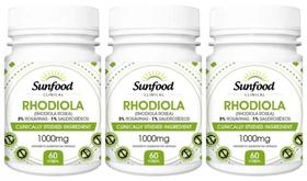 3 Un - Rhodiola Rosea 1000mg 60 Capsulas Importado Sunfood