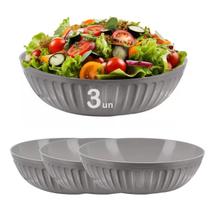 3 un Saladeira Redonda Melamine Plissé cinza 22cm