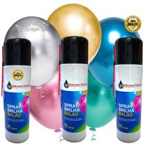 3 Un. Spray Brilho Balão Renovar Bexiga Buffet Festa 300 Ml