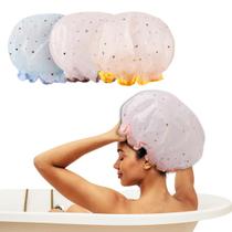 3 Un Touca De Banho Camada Dupla Plástico Impermeável Reutilizável