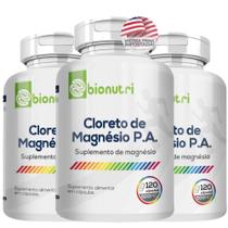 3 Uni Cloreto De Magnésio P.A 500mg 360 Cáps 6 Meses Bionutri