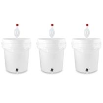 3 Unidades Balde Fermentador 5 litros Com Torneira e Airlock Para Cerveja Artesanal Kombucha