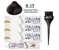 3 Unidades Coloração 5.17 Castanho Claro Cinza Marrom Itallian Color 3 Unidades Coloração 5.17 Castanho Claro Cinza Marrom Itallian Color
