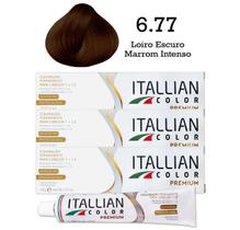 3 Unidades Coloração Itallian Color 6.77 Louro Escuro Marrom Intenso