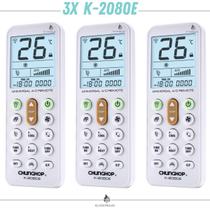 3 unidades - Controle Remoto Universal K-2080e para Ar-condicionado compatível com 99% das marcas