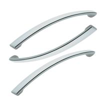 3 Unidades de Puxadores 128mm Acabamento Cromado Brilhante