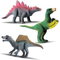 3 Unidades Dinossauro Brinquedo Vinil Articulado E Realista