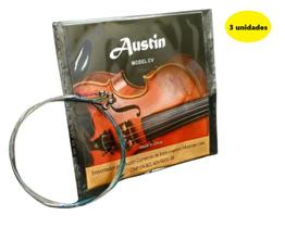 3 Unidades Encordoamento Cordas p/ Violino Aço - Austin CV 3 Unidades Encordoamento Cordas p/ Violino Aço - Austin CV