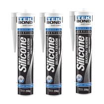 3 Unidades Silicone Acético Preto 256g Tekbond