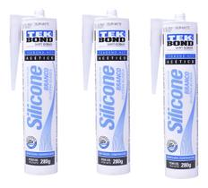 3 Unidades Silicone Branco Acético Vedação 280g Tek Bond