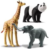 3 Unids Brinquedo Animal Realista Vinil Girafa Panda Elefant 3 Unids Brinquedo Animal Realista Vinil Girafa Panda Elefant