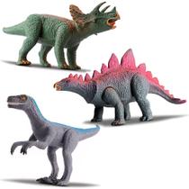 3 Unids Dinossauro De Brinquedo Realista Articulado em Vinil