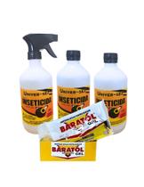 3 Univer-se7 Mult-Inseticida 500ml + Gel Mata Baratas, formiga e mosquitos c/ Borrifador