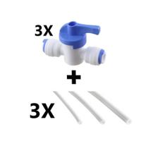 3 Valvula Registro Engate Rápido 5/16 Branca 8 Mm + 3 Metros