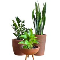 3 Vaso Planta Para Sala Pequena Apartamento Decoração Kit