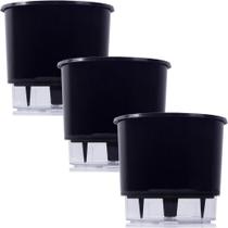 3 Vaso Raiz Autoirrigavel 21X18 Preto Área Interna Externa