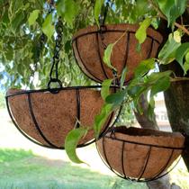 3 Vasos de Fibra de Coco para Plantas Suspenso com Corrente 3 Vasos de Fibra de Coco para Plantas Suspenso com Corrente