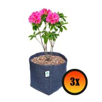 3 Vasos De Flores Plantas 11 Litros Feltro ul Marinho