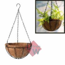 3 Vasos De Pendurar Fibra Coco Vaso Cuia Pendente Ferro 15cm