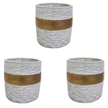 3 Vasos Em Cimento Dourado Gold Cobre Vaso Planta Cacto - Equipe F