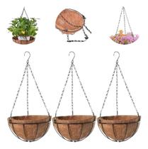 3 Vasos Fibra De Coco 15cm Planta Suspenso Pendente Corrente