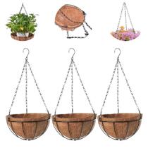 3 Vasos Fibra De Coco 15cm Planta Suspenso Pendente Corrente