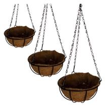 3 Vasos Fibra De Coco Planta Suspenso Pendente Corrente 20cm