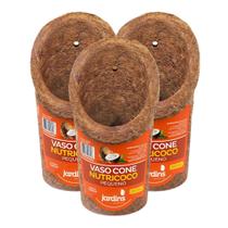 3 Vasos Fibra De Coco Tipo Cone De Pendurar Para Orquídeas