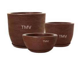 3 Vasos Planta Flor Decoração Casa Jardim Varanda--MARROM