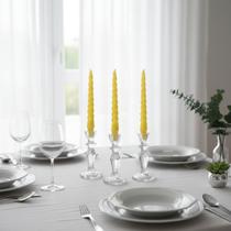 3 Vela Castiçal Verniz Torcida Decorativa 16,50cm DV07 Branca Rosa Vermelha Azul Colorida Mesa Evento