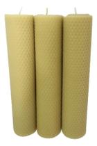 3 Vela De Cera De Abelha 100% Pura E Natural 20x4,5 Cm
