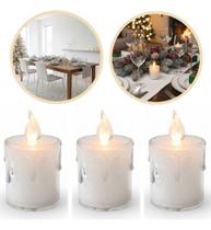 3 Velas Acrílico Fake Led Decoração Enfeite Natal 3x6cm Branco Vela 000