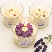 3 Velas Aromáticas Lavanda Perfumadas Decorativas Velatto Branco Vela Aromática Lavanda Vela Aromática Lavanda