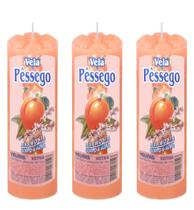 3 Velas Votiva Aroma Pêssego Aromática Perfumada Harmonia