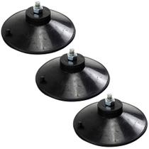 3 Ventosa de 90mm (9 cm) Em PVC Preto Com Parafuso e Porca