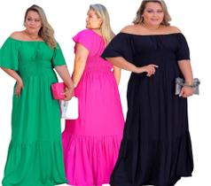 3 Vestidos feminino moda plus size tamanho plus - Donaluu