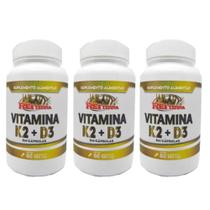 3 Vitamina K2 Mk7 65mcg + Vitamina D3 Colecalciferol 5mcg - Rei terra