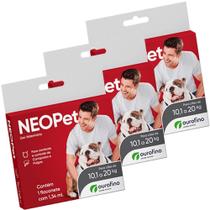 3 x Antipulgas e Carrapatos Neopet 1,34ml 10kg até 20Kg - Ourofino Pet