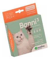 3 X Banni Gatos 0,3ml Até 2,5kg Caixa Economica - Ourofino 3 X Banni Gatos 0,3ml Até 2,5kg Caixa Economica - Ourofino