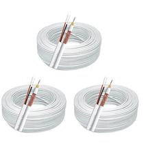 3 x Cabo Coaxial 4mm 80% Malha 100m Bipolar Câmera Segurança