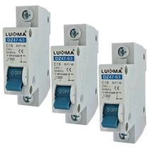 3 x Disjuntor lukma 16A mono din unipolar 220V Curva C 34003