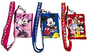 3 x Disney Mickey Minnie & Friends Lanyard com ID Badge Holder Wallet Coin Purse Ticket Key Chain