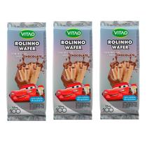 3 x Disney Rolinho Wafer Zero Sabor Chocolate 30g - Vitao