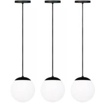 3 x Luminárias Lustre Pendente 2m Jabuticaba Globo Vidro 15cm Metal Teto Gimpo 3x-PJ15