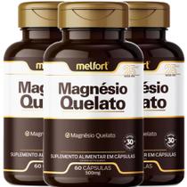 3 x Magnésio Quelato 500mg 180 Cápsulas Suplemento Alimentar - Melfort