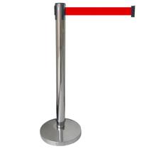 3 X Pedestal Separador Organizador De Fila Cromado Com Fita Vermelha