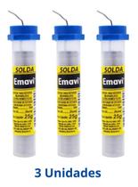 3 X Solda Estanho Emavi Para Eletrônica Tubo 25g 1mm Quantidade:25g 3 X Solda Estanho Emavi Para Eletrônica Tubo 25g 1mm Quantidade:25g
