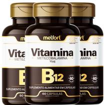 3 x Vitamina B12 Metilcobalamina 500mg 180 Cáps Suplemento - Melfort